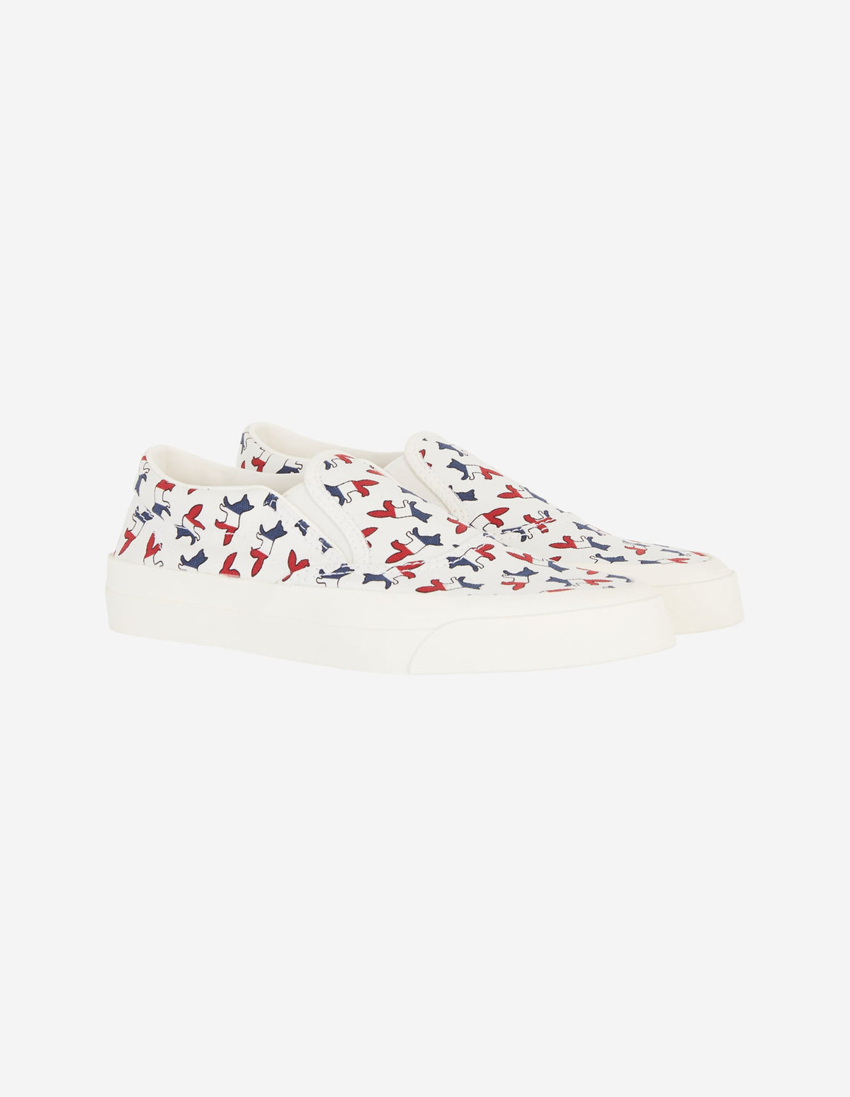  ALL-OVER TRICOLOR FOX SLIP-ON SNEAKERS 