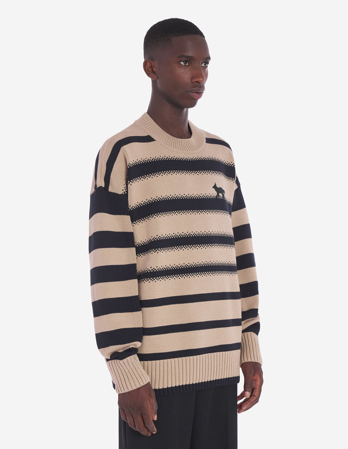  PROFILE FOX EMBROIDERY STRIPED JUMPER