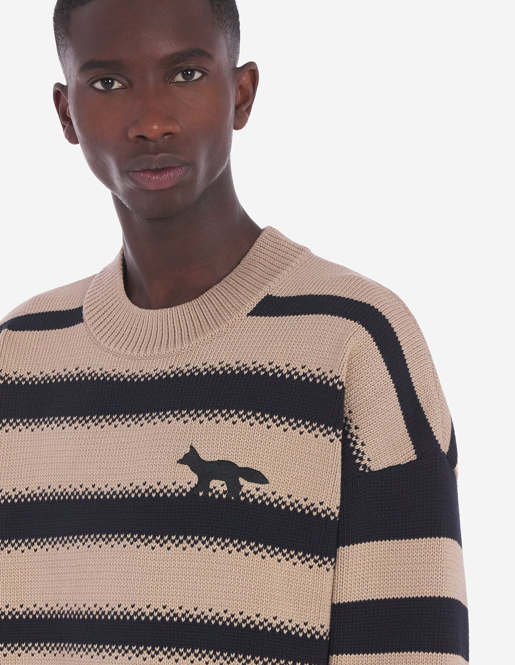  PROFILE FOX EMBROIDERY STRIPED JUMPER