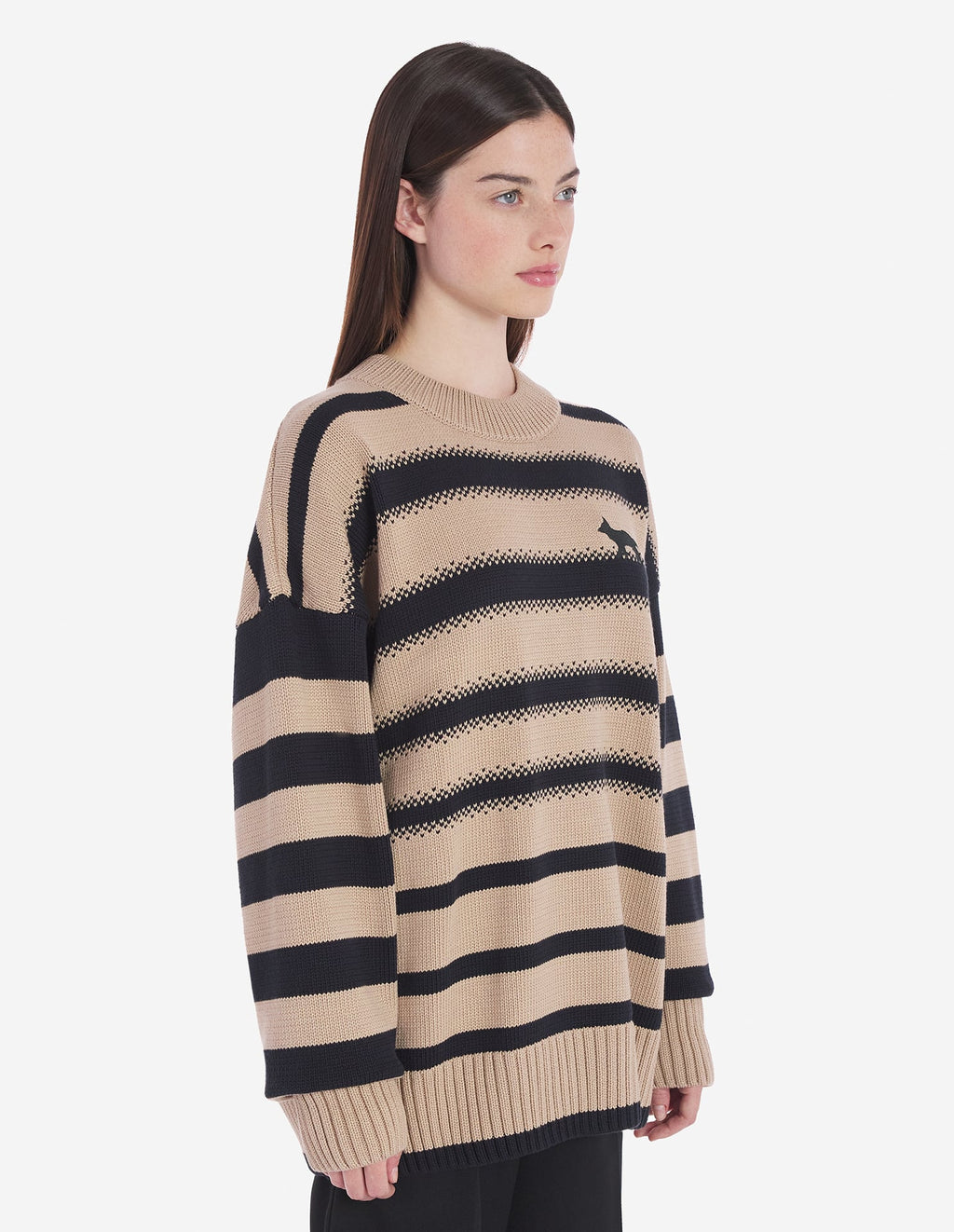  PROFILE FOX EMBROIDERY STRIPED JUMPER