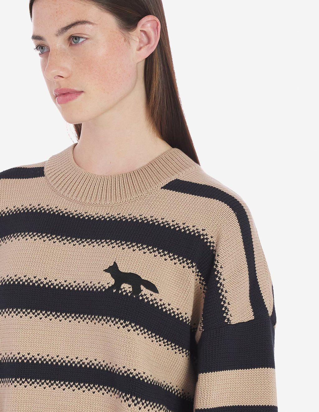  PROFILE FOX EMBROIDERY STRIPED JUMPER