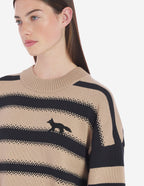  PROFILE FOX EMBROIDERY STRIPED JUMPER