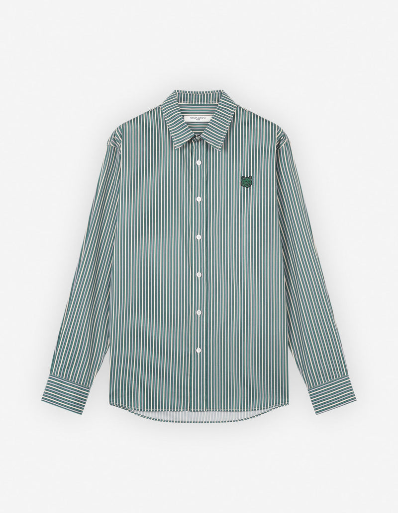  CASUAL SHIRT IN STRIPED WASHED COTTON TWILL WITH BOLD FOX HEAD PATCH