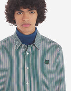  CASUAL SHIRT IN STRIPED WASHED COTTON TWILL WITH BOLD FOX HEAD PATCH