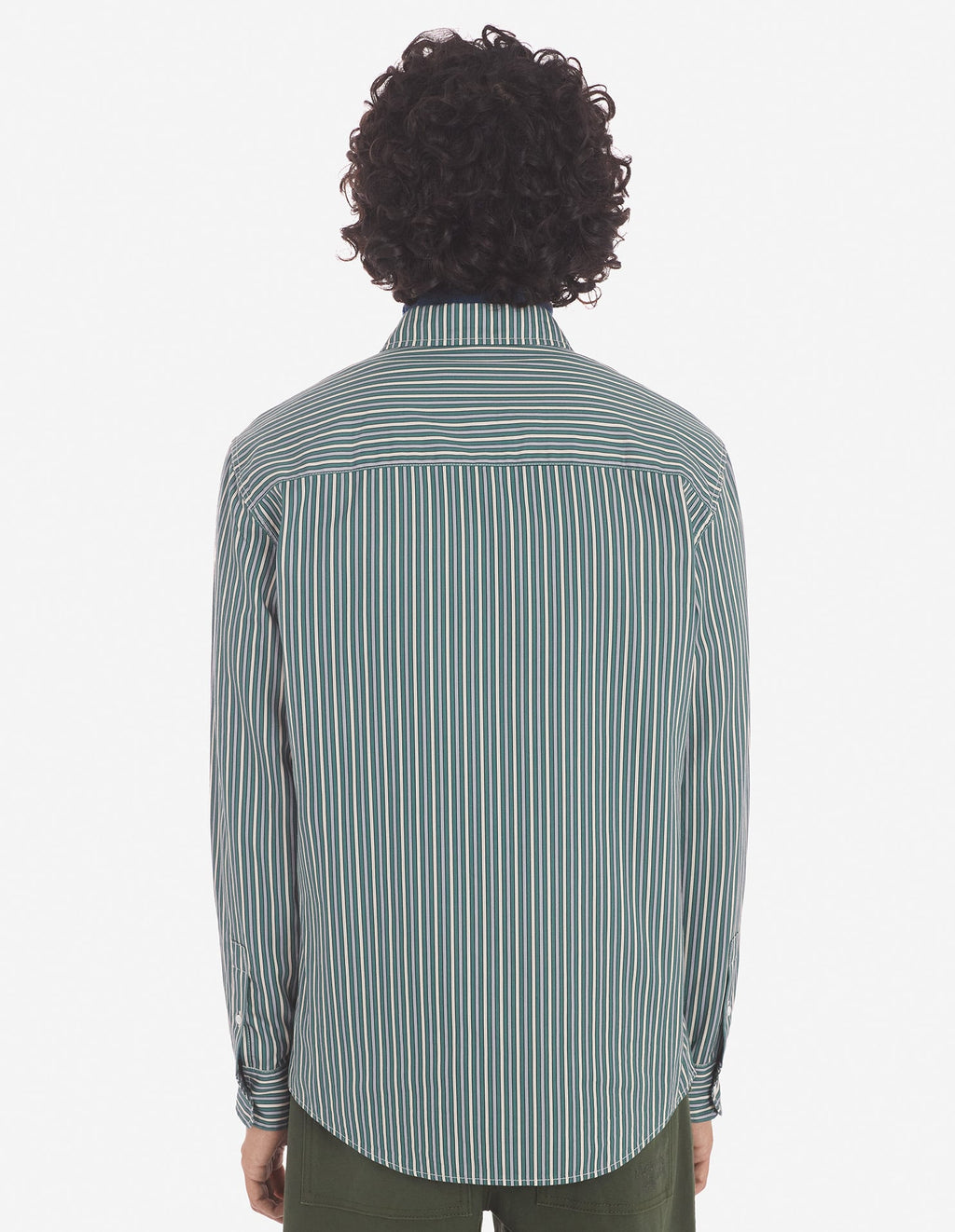  CASUAL SHIRT IN STRIPED WASHED COTTON TWILL WITH BOLD FOX HEAD PATCH