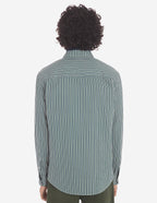  CASUAL SHIRT IN STRIPED WASHED COTTON TWILL WITH BOLD FOX HEAD PATCH