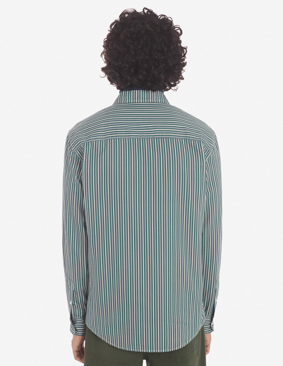 CASUAL SHIRT IN STRIPED WASHED COTTON TWILL WITH BOLD FOX HEAD PATCH