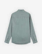  CASUAL SHIRT IN STRIPED WASHED COTTON TWILL WITH BOLD FOX HEAD PATCH