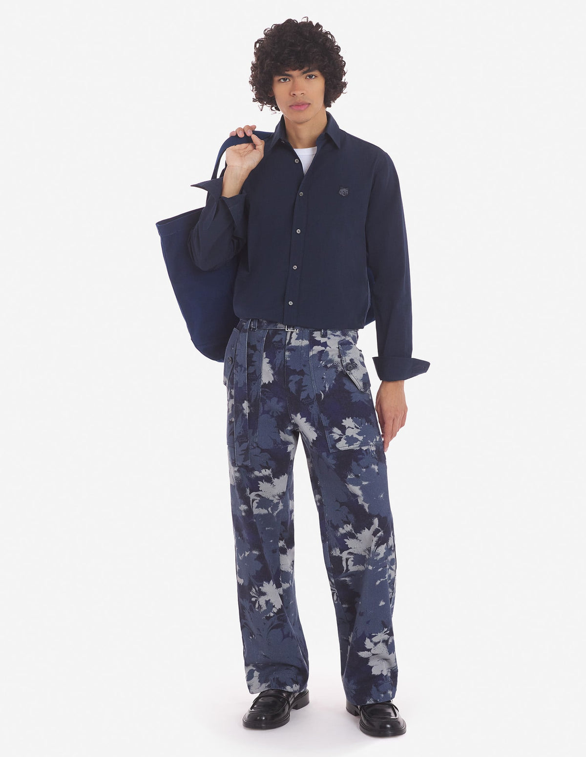  CLASSIC SHIRT WITH BOLD FOX HEAD PATCH IN COTTON POPLIN