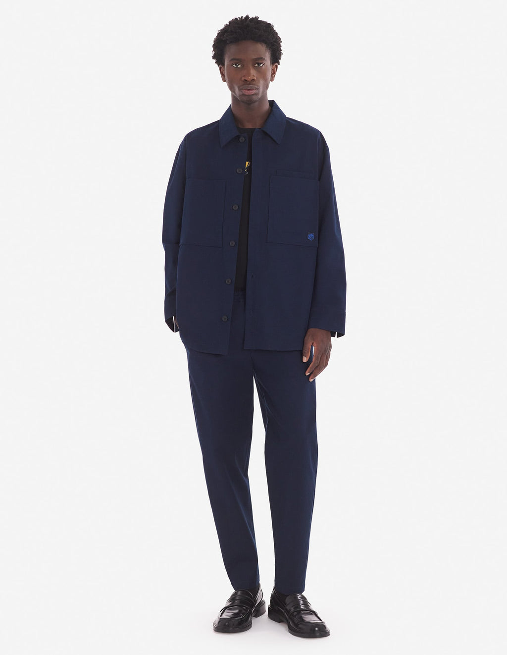  OVERSHIRT WITH BOLD FOX HEAD PATCH IN COTTON GABARDINE