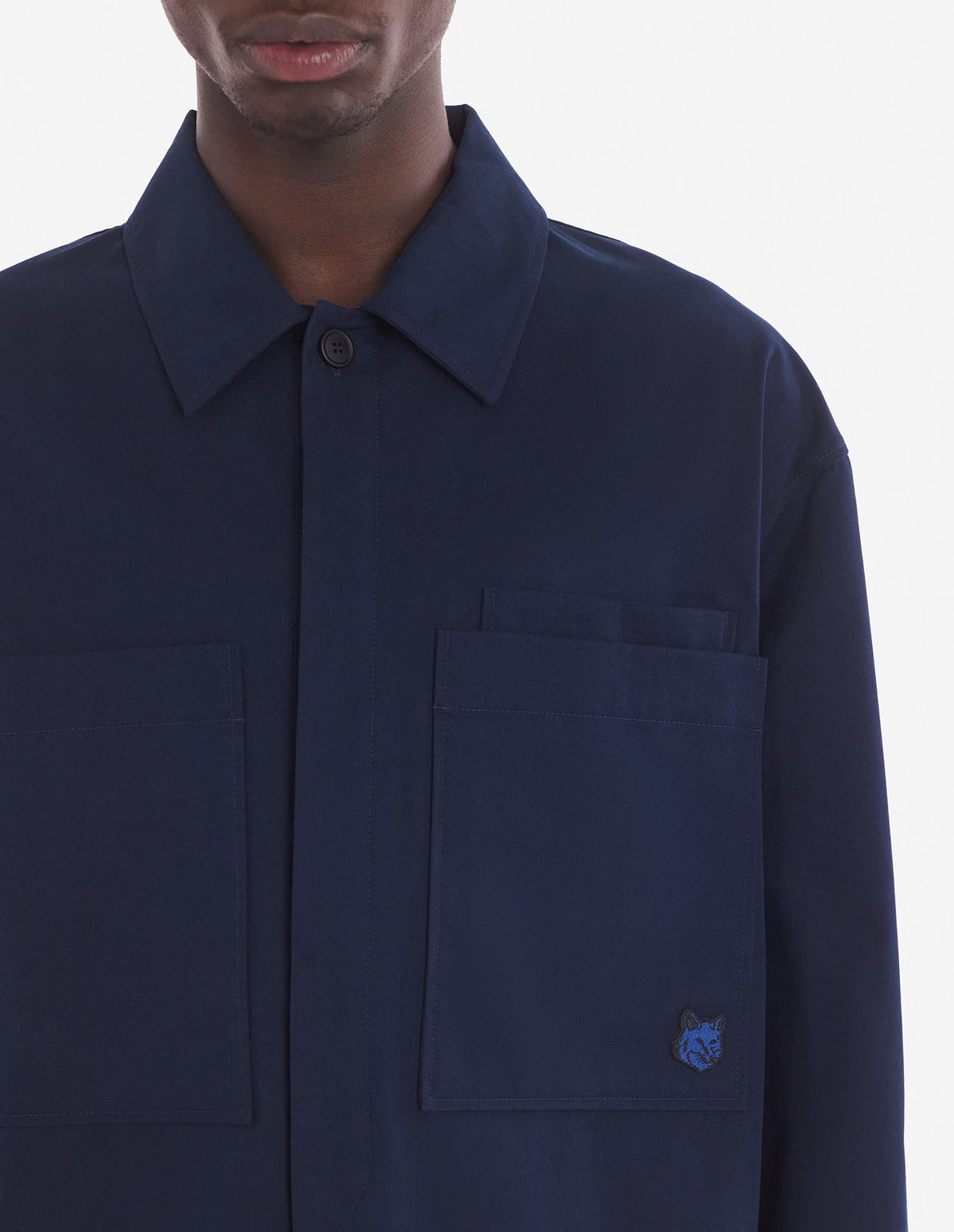  OVERSHIRT WITH BOLD FOX HEAD PATCH IN COTTON GABARDINE