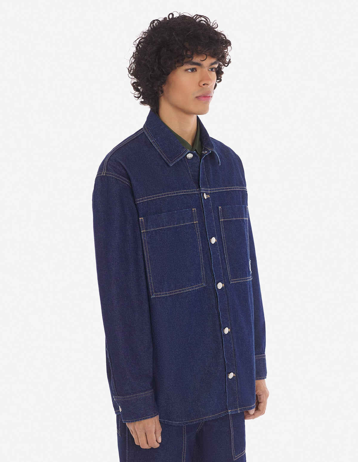  WORKWEAR OVERSHIRT IN WASHED DENIM WITH FOX HEAD P