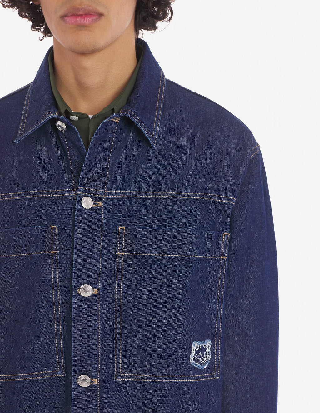  WORKWEAR OVERSHIRT IN WASHED DENIM WITH FOX HEAD P