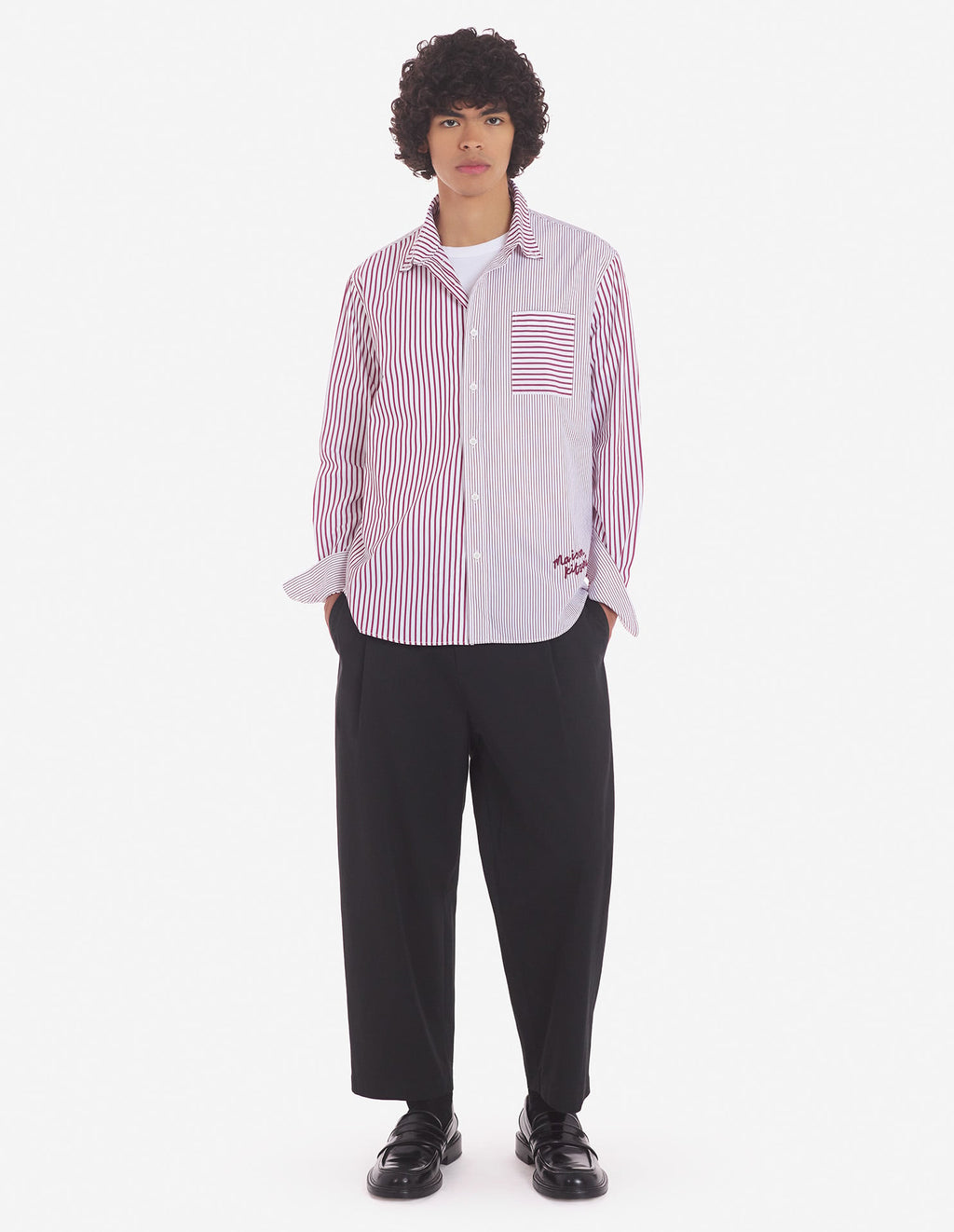  BD CASUAL SHIRT IN STRIPED COTTON WITH LOGO HANDWR