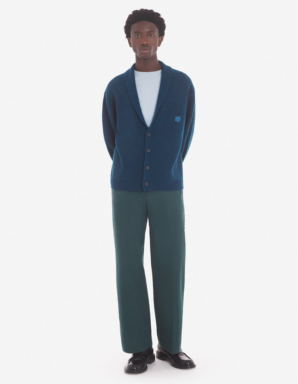  BOLD FOX HEAD PATCH COMFORT RIBBED CARDIGAN