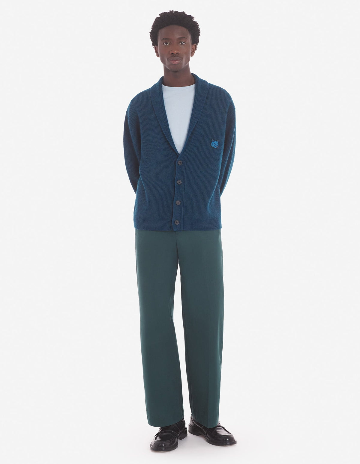 BOLD FOX HEAD PATCH COMFORT RIBBED CARDIGAN