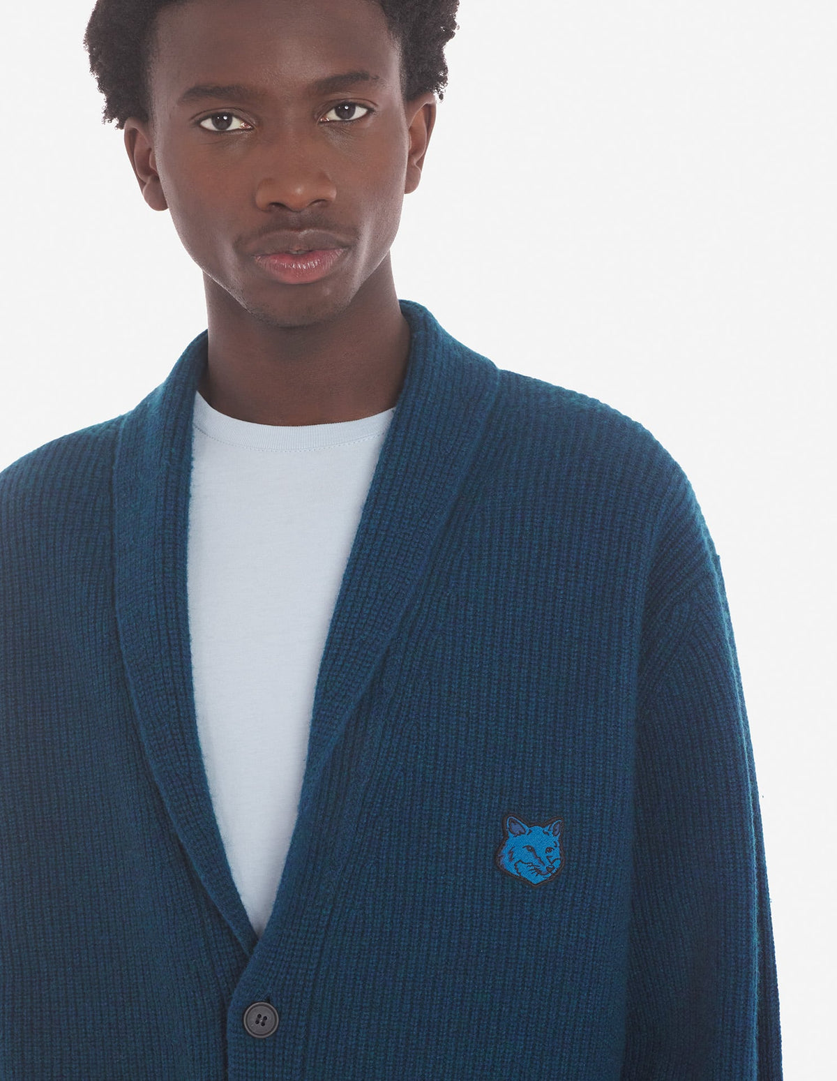  BOLD FOX HEAD PATCH COMFORT RIBBED CARDIGAN