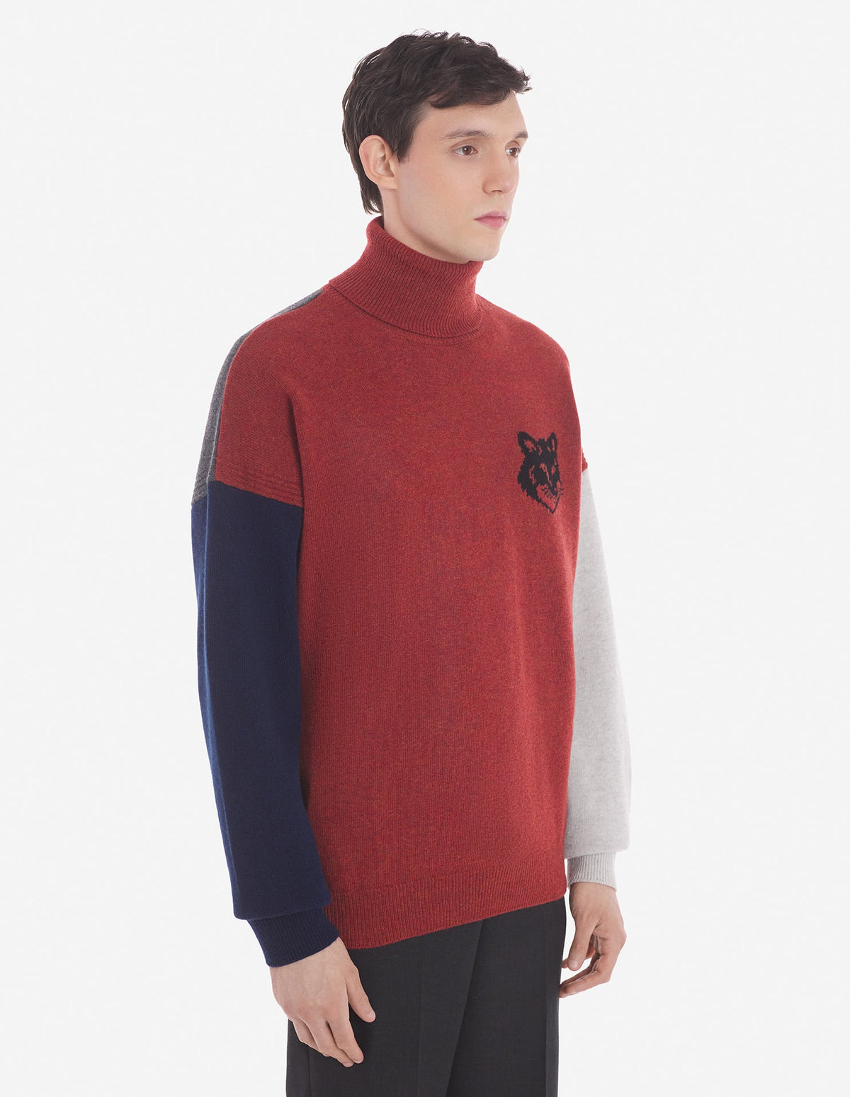  FOX HEAD INTARSIA COMFORT HIGH NECK JUMPER IN COLO