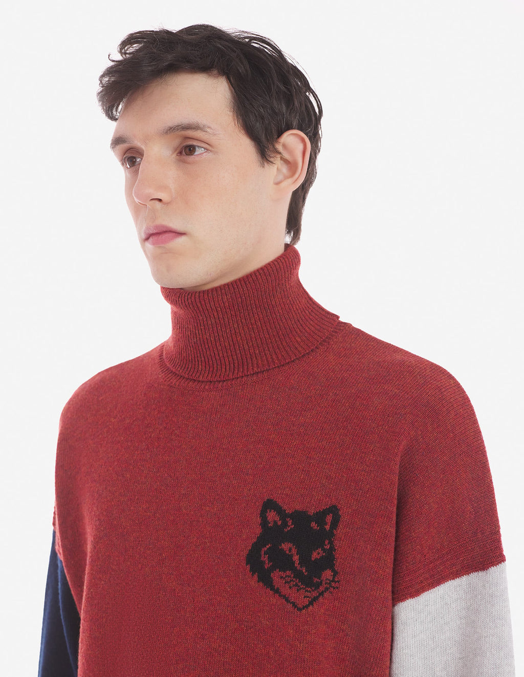  FOX HEAD INTARSIA COMFORT HIGH NECK JUMPER IN COLO