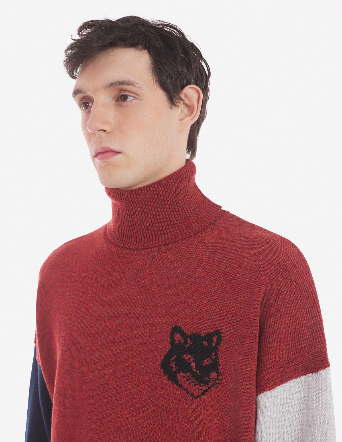  FOX HEAD INTARSIA COMFORT HIGH NECK JUMPER IN COLO