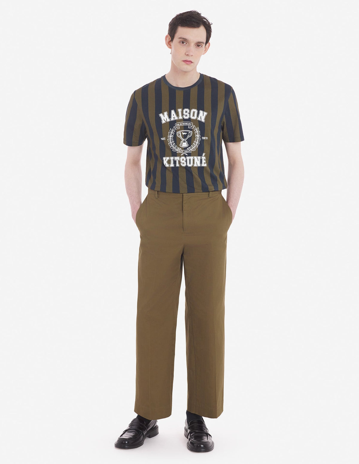  WIDE LEG CHINO PANTS IN COTTON WITH LOGO HANDWRITING