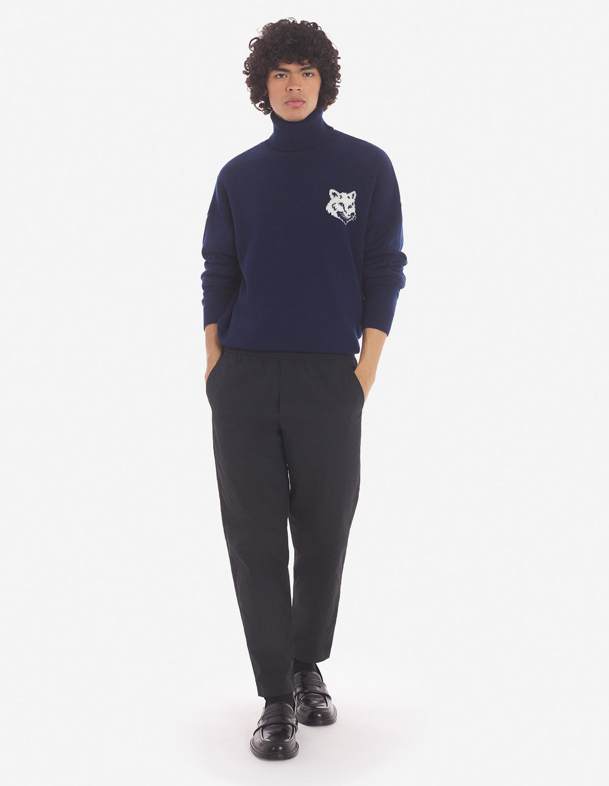  CITY PANTS IN CRISPY NYLON WITH BOLD FOX HEAD PATCH