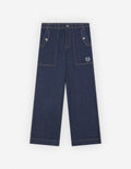  WORKWEAR PANTS IN WASHED DENIM WITH FOX HEAD PATCH