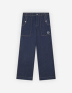 WORKWEAR PANTS IN WASHED DENIM WITH FOX HEAD PATCH