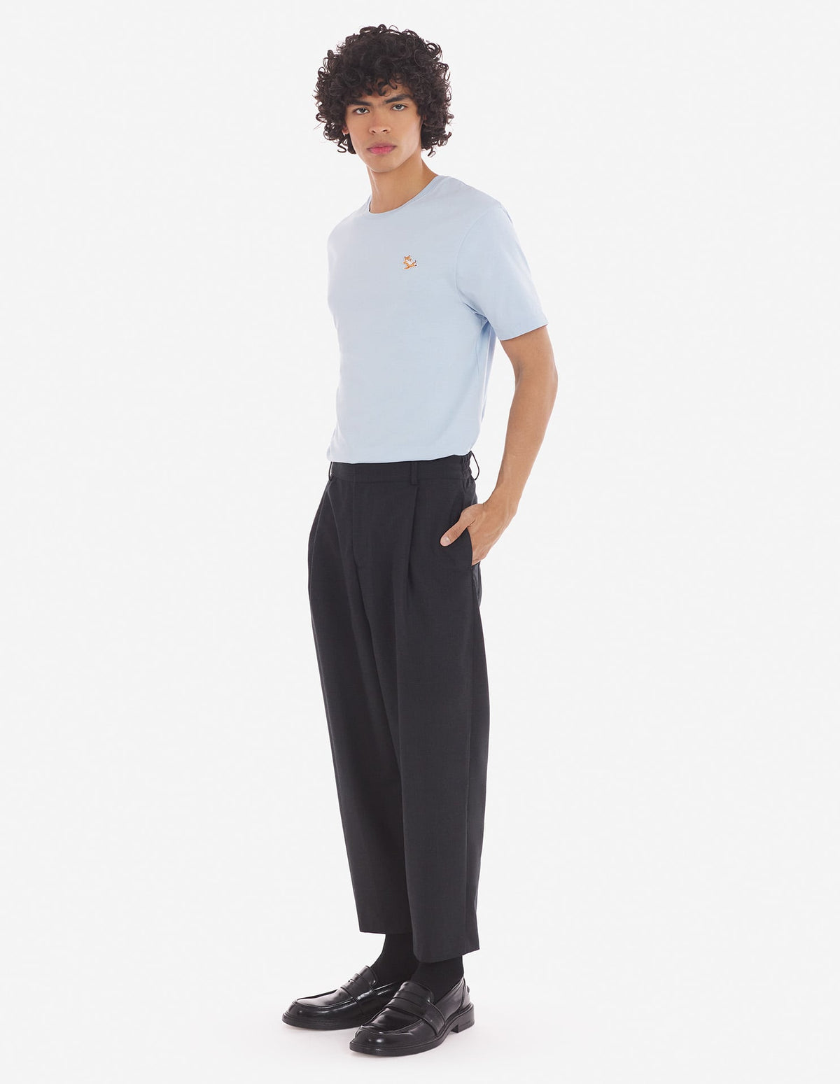  CROPPED PLEATED TAILORED PANTS IN LIGHT TECHNICAL WOOL 