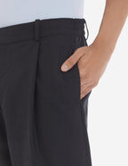  CROPPED PLEATED TAILORED PANTS IN LIGHT TECHNICAL WOOL 