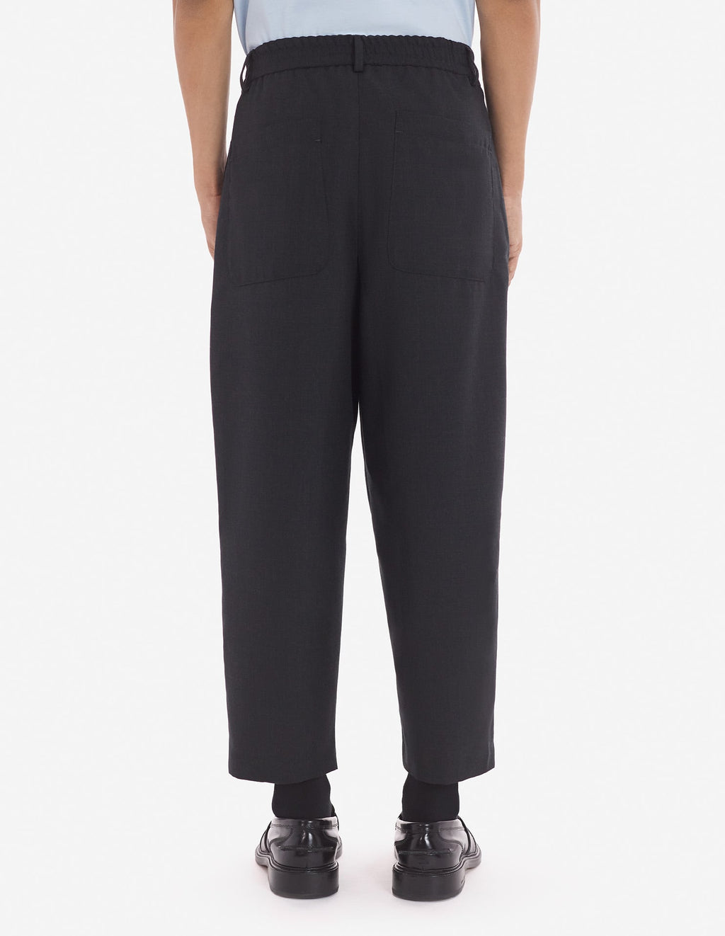  CROPPED PLEATED TAILORED PANTS IN LIGHT TECHNICAL WOOL 