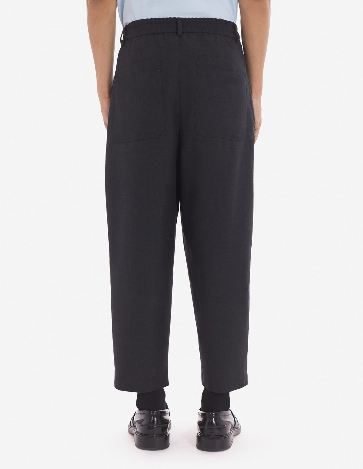  CROPPED PLEATED TAILORED PANTS IN LIGHT TECHNICAL WOOL 