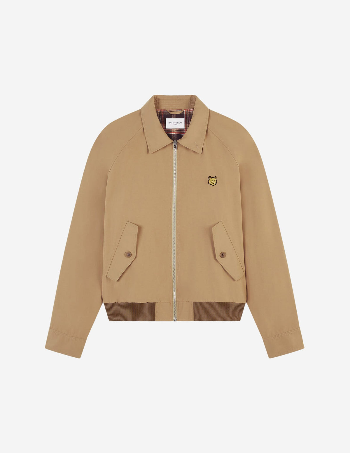  HARRINGTON JACKET IN TECHNICAL COTTON GABARDINEWITH BOLD FOX HEAD PATCH