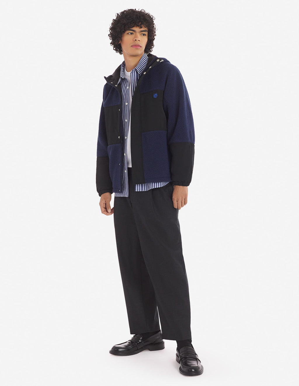  COLOR-BLOCK POLAR FLEECE BLOUSON WITH COLLEGE PATCH