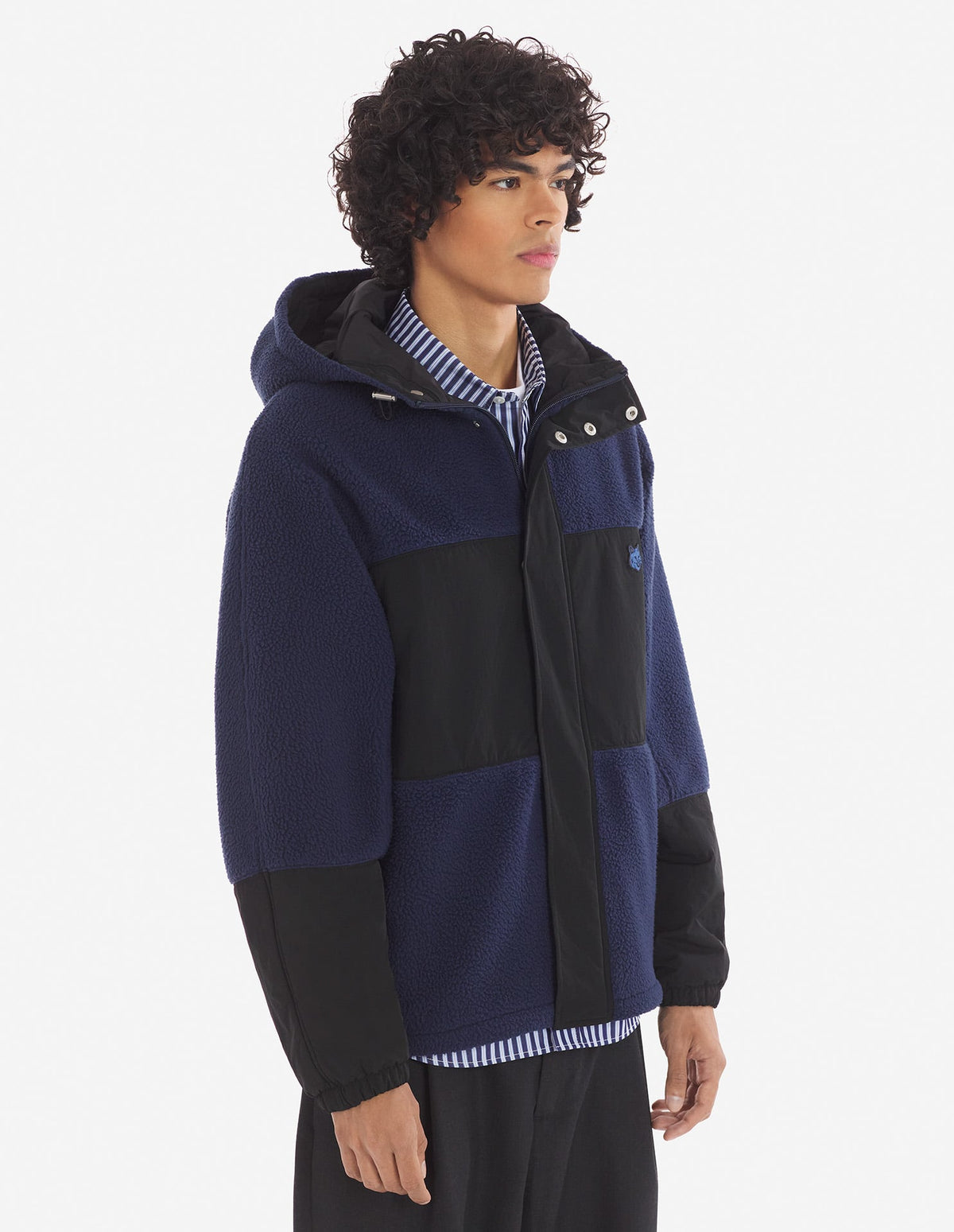  COLOR-BLOCK POLAR FLEECE BLOUSON WITH COLLEGE PATCH