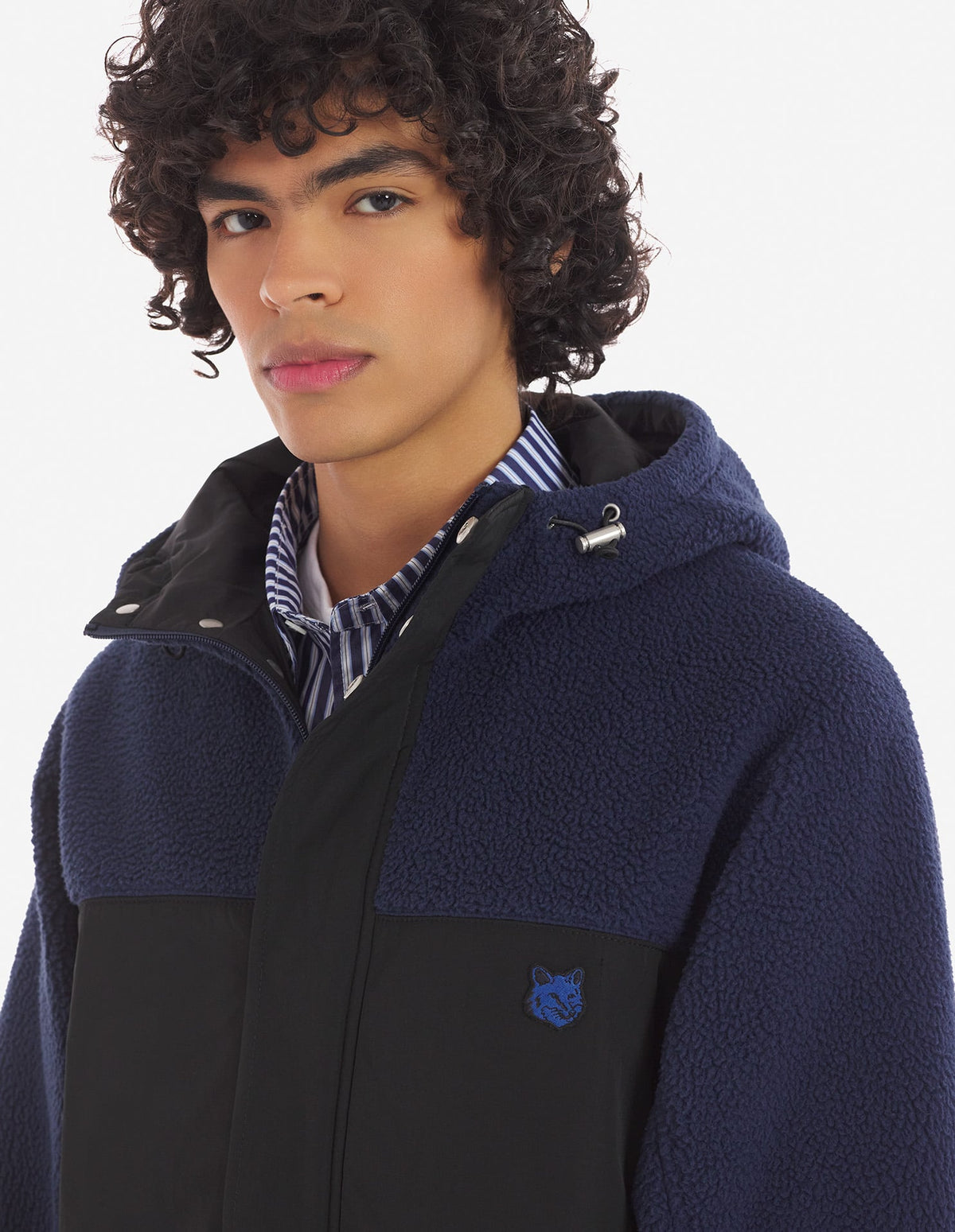  COLOR-BLOCK POLAR FLEECE BLOUSON WITH COLLEGE PATCH