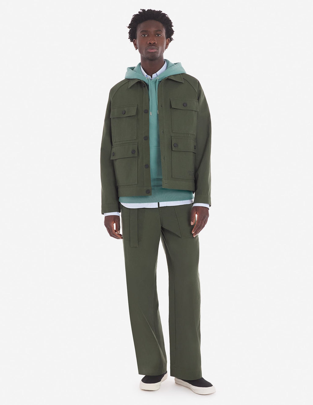  WORKWEAR JACKET IN COTTON TWILL WITH LOGO HANDWRITING