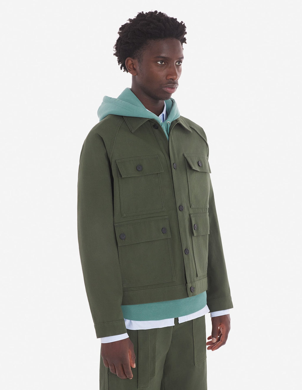  WORKWEAR JACKET IN COTTON TWILL WITH LOGO HANDWRITING