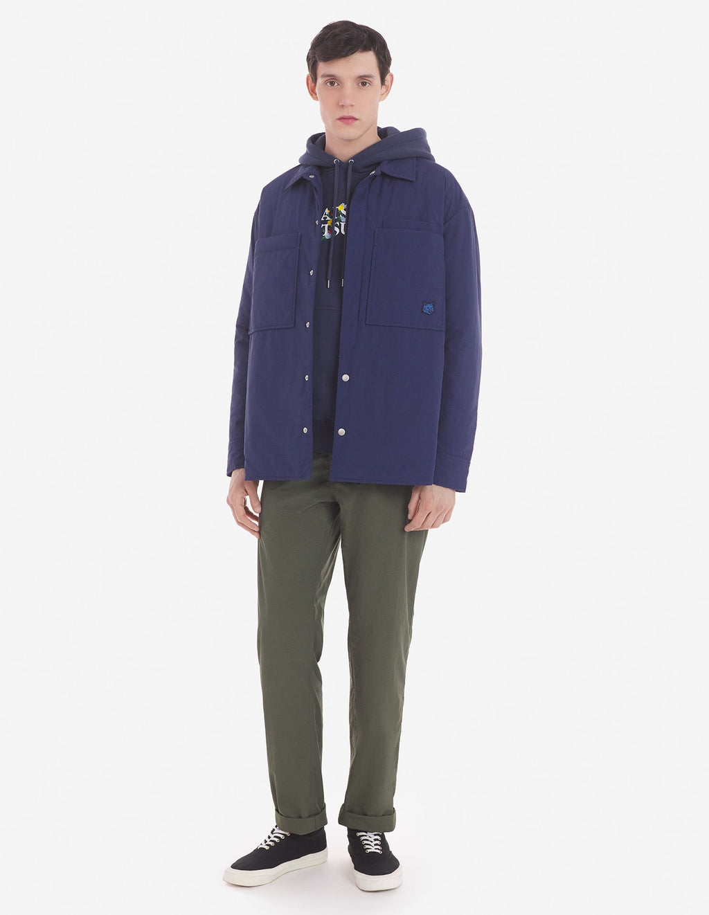  PADDED OVERSHIRT IN CRISPY NYLON WITH BOLD FOX HEAD PATCH
