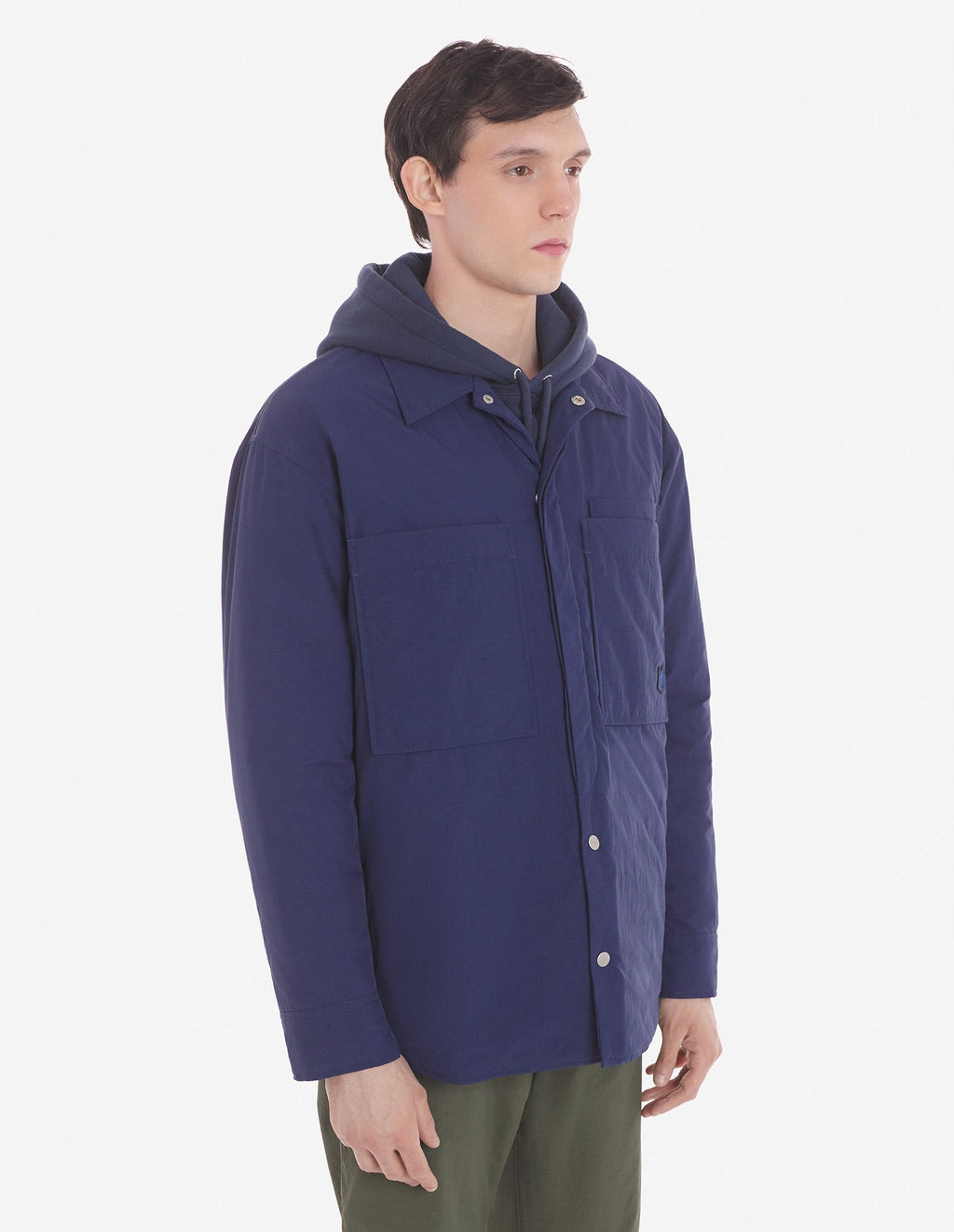  PADDED OVERSHIRT IN CRISPY NYLON WITH BOLD FOX HEAD PATCH