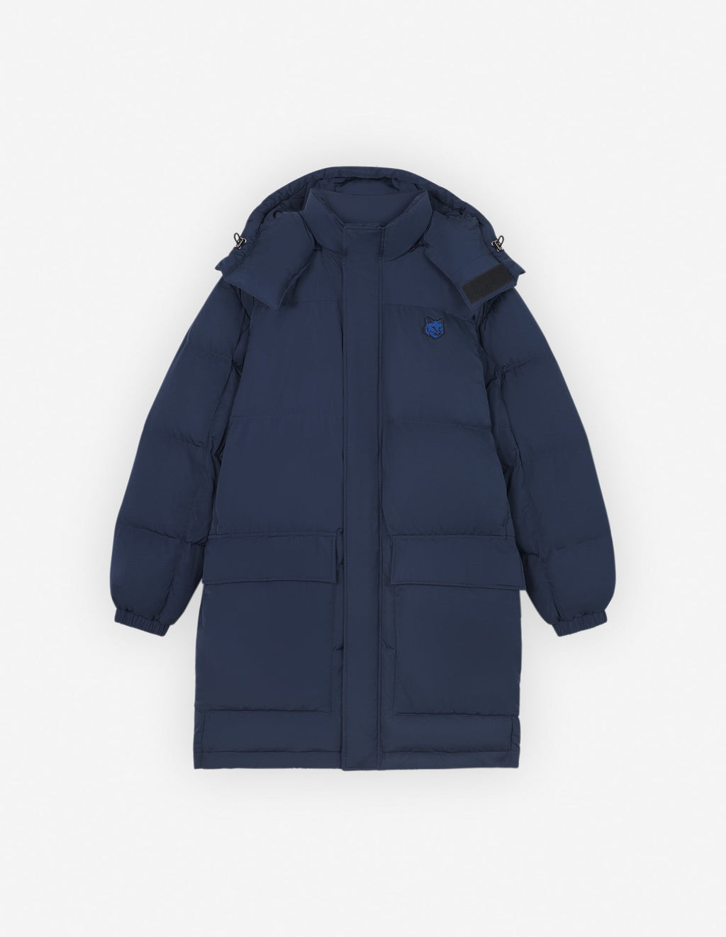  HOODED LONG PUFFER IN NYLON WITH BOLD FOX HEAD PATCH