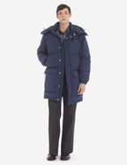  HOODED LONG PUFFER IN NYLON WITH BOLD FOX HEAD PATCH