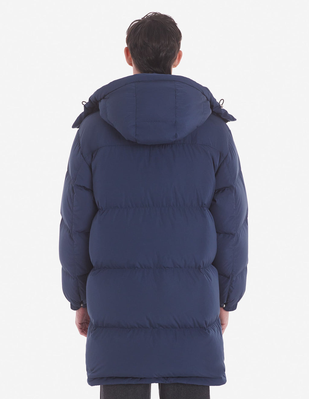  HOODED LONG PUFFER IN NYLON WITH BOLD FOX HEAD PATCH
