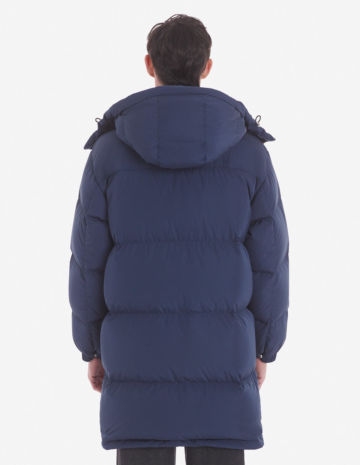  HOODED LONG PUFFER IN NYLON WITH BOLD FOX HEAD PATCH