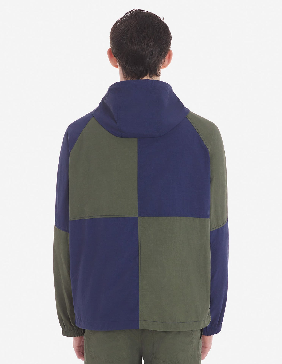  HOODED COLOR-BLOCK WINDBREAKER IN CRISPY NYLON WITH BOLD FOX HEAD PATCH