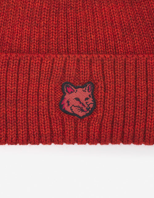  BOLD FOX HEAD PATCH RIBBED BEANIE