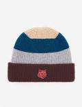  TONAL FOX HEAD PATCH STRIPED PREPPY BEANIE