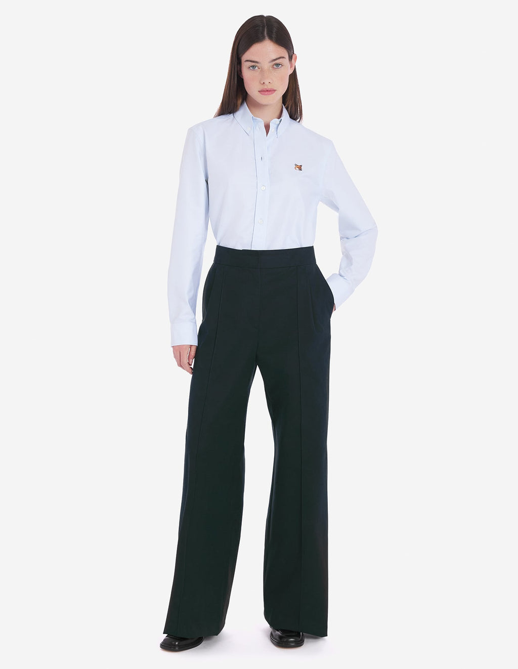  BUTTON-DOWN CLASSIC SHIRT WITH INSTITUTIONAL FOX HEAD PATCH IN OXFORD