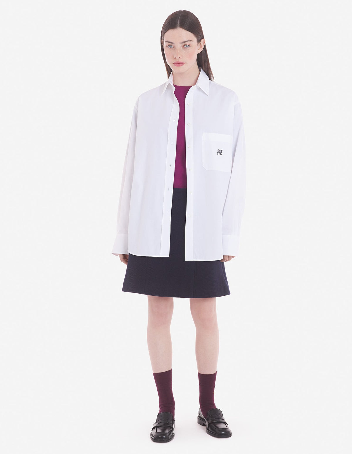  CASUAL SHIRT WITH GREY FOX HEAD PATCH IN COTTON PO