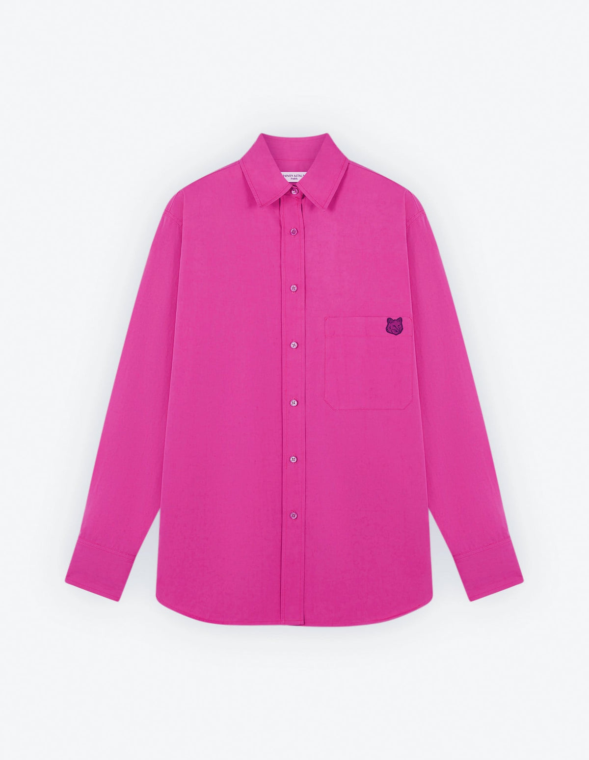  CASUAL SHIRT WITH CHEST POCKET AND BOLD FOX HEAD PATCH IN COTTON POPLIN